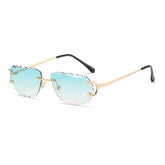 (6 PACK) Wholesale Sunglasses Cut Edge Rimless New Arrival Colorful Unique Street Trendy 2023 - BulkSunglassesWholesale.com - Gold Frame Gradient Green